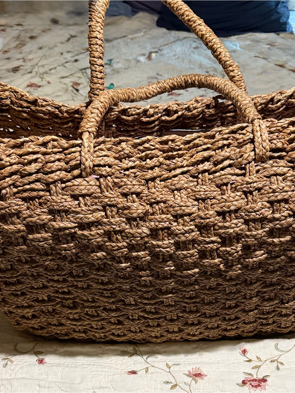Ralph Lauren Woven Straw Tote Bag in Natural Brown